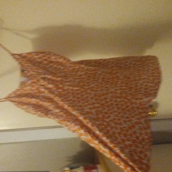 Orange and white Summer shirts spaghetti string zip up the back flare bottom - Picture 7 of 7